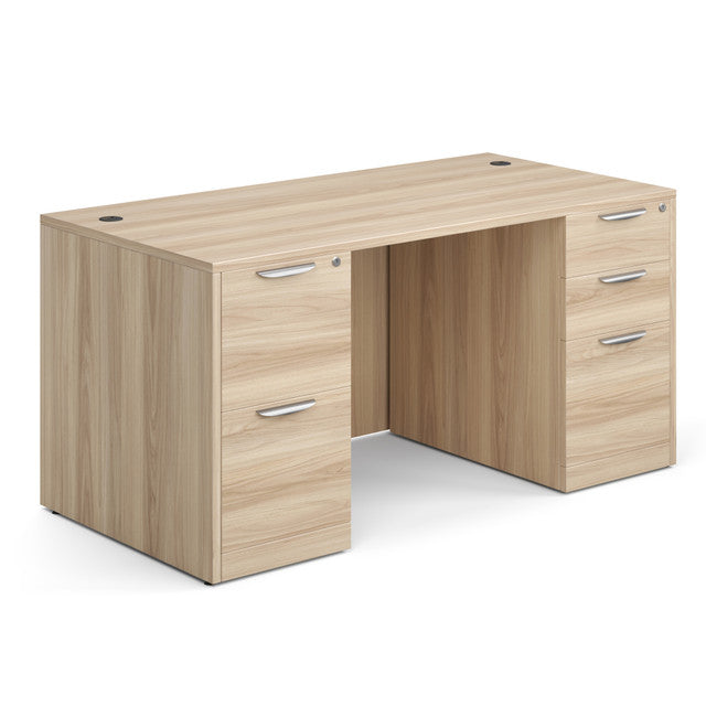 OfficeSource Laminate Collection Double Full Pedestal Desk - 60" x 30"