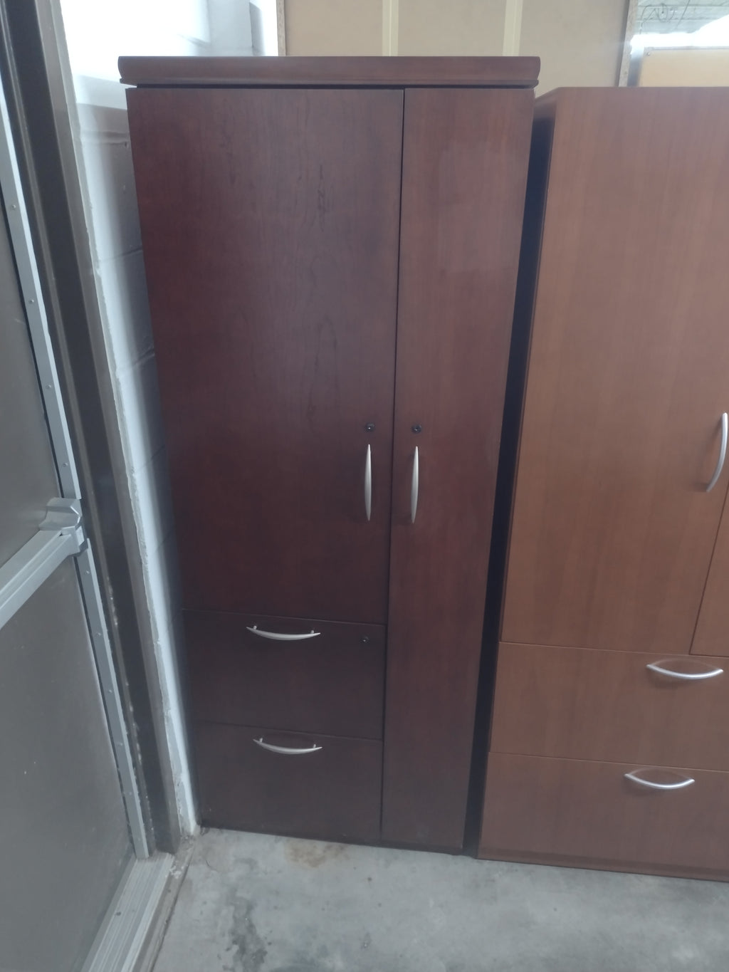 Pre-owned Kimball Cherry Veneer Wardrobe/File Unit
