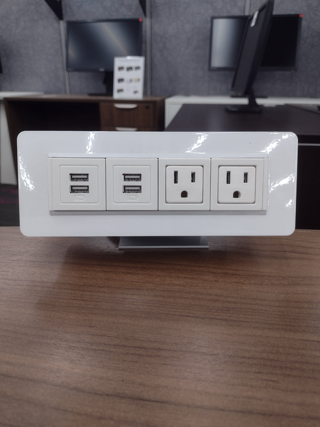 Byrne Axil X Desk Clamp Power Strip 2 AC Outlets 4 USB Charging Ports