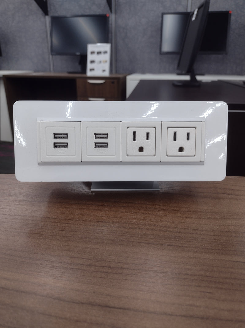 Byrne Axil X Desk Clamp Power Strip 2 AC Outlets 4 USB Charging Ports