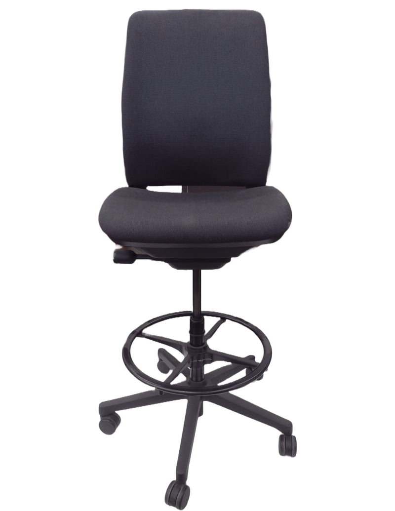 Steelcase Amia Armless Swivel Stool 4827410 - Black Fabric (Pre-Owned)