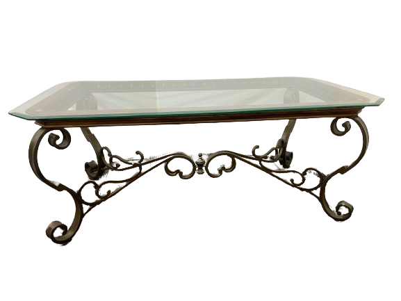 Pre-Owned Beveled Top Wrought Iron Coffee Table