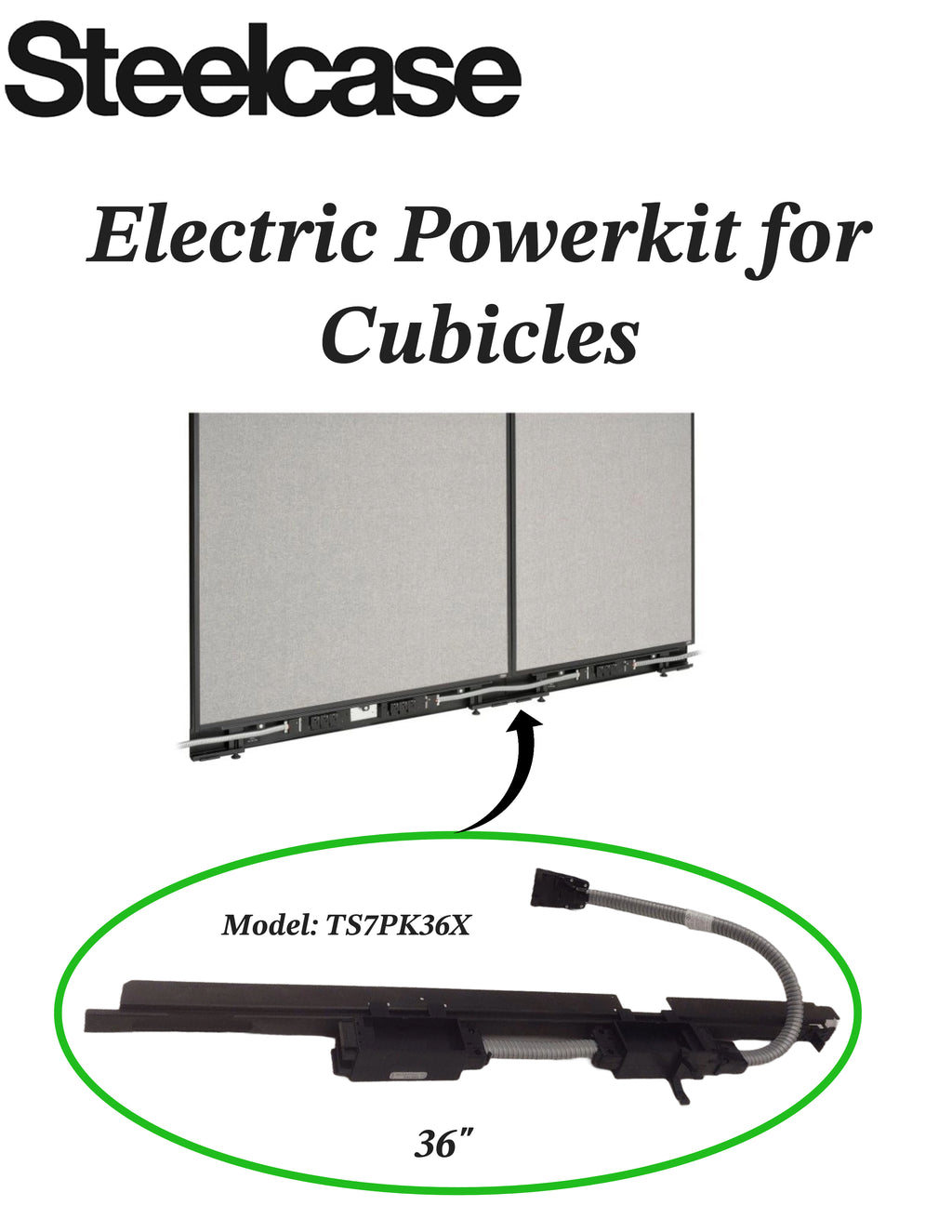 Steelcase 36" TS7PK36X (840200806) Electric Powerkit