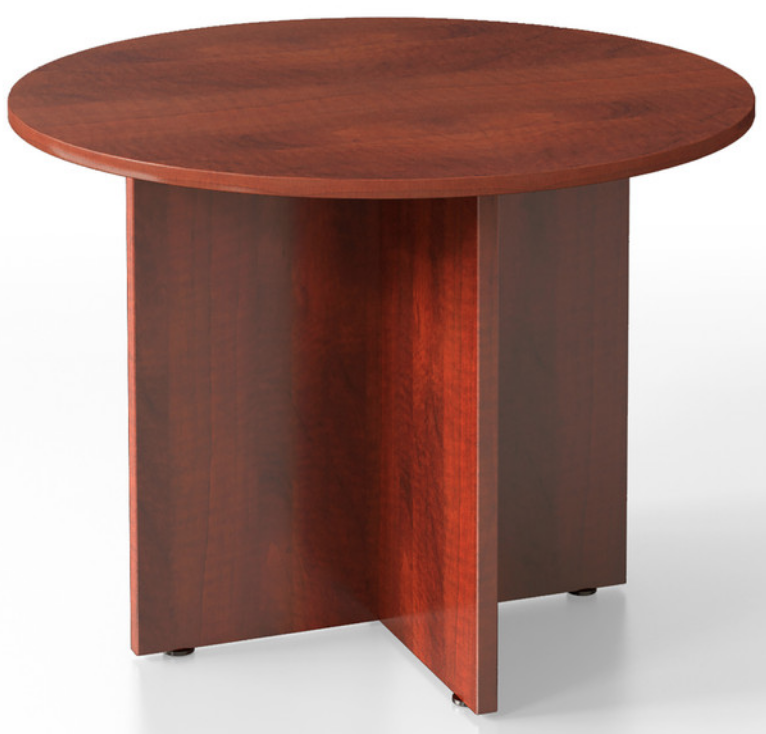 Round Laminate Tables with X Base in 7 Finishes and 4 Sizes