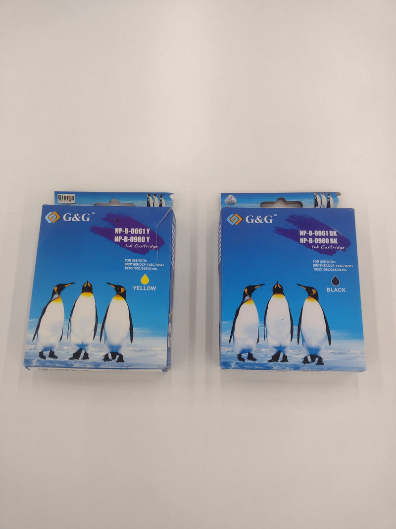 Set of 2 G&G Black and Yellow (NP-B-0061) Ink Cartridges for Brother Printers