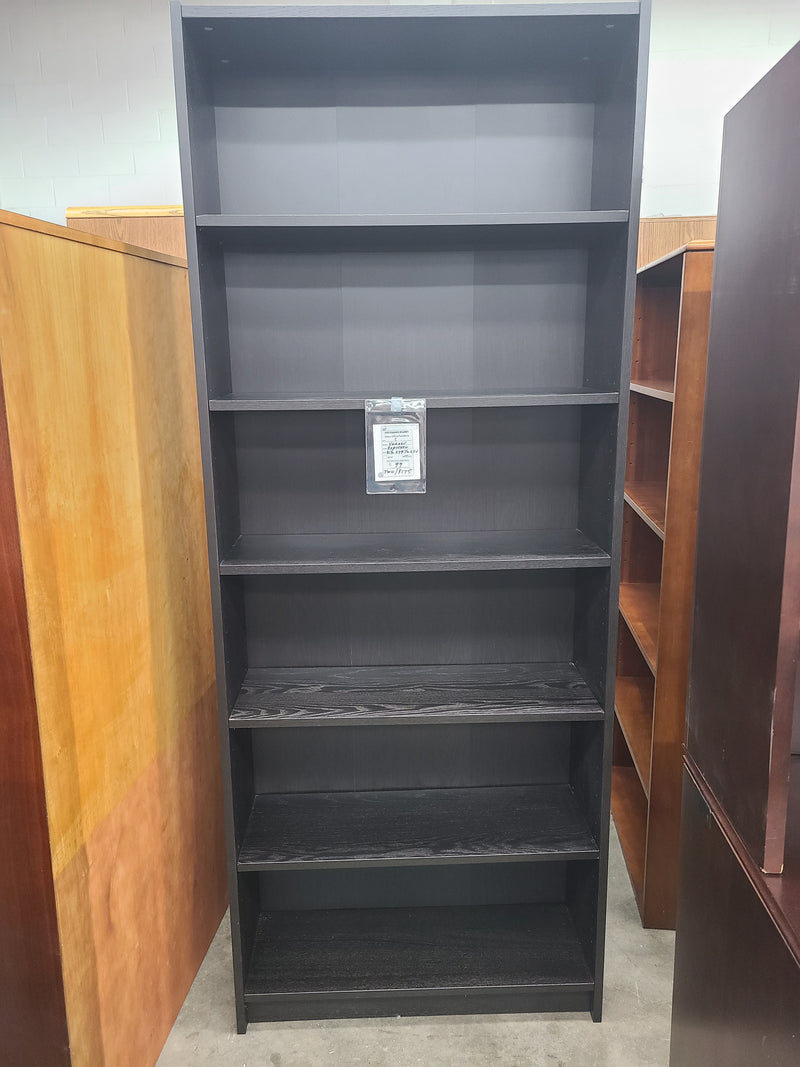 Espresso Veneer 5-Shelf Bookcase - 6'8" High