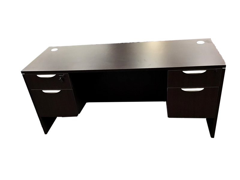 Office Source Espresso Straight Desk With Two Files