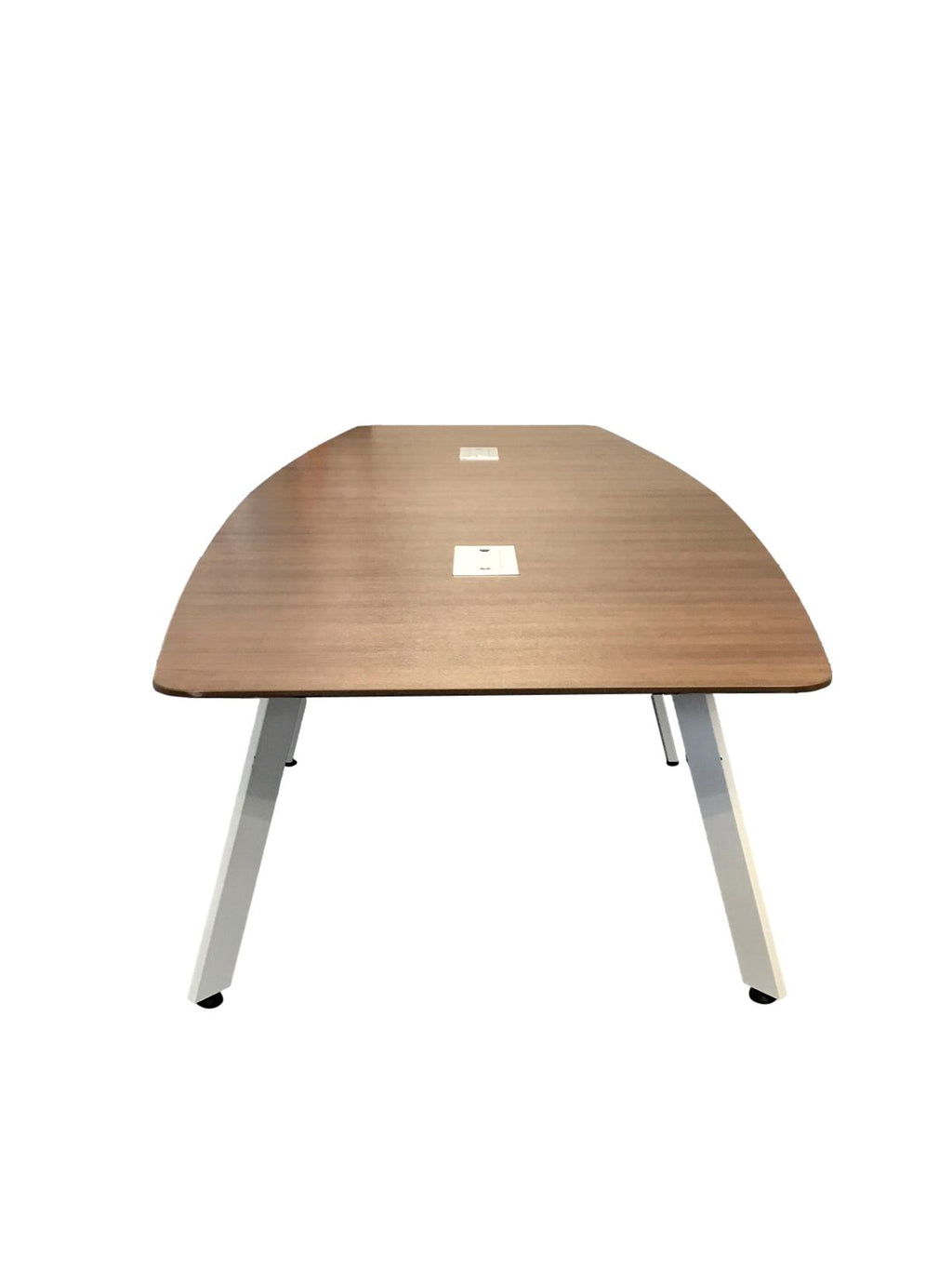 Beveled Edge Conference Table With White Metal Oblique Legs - 4' x 10'