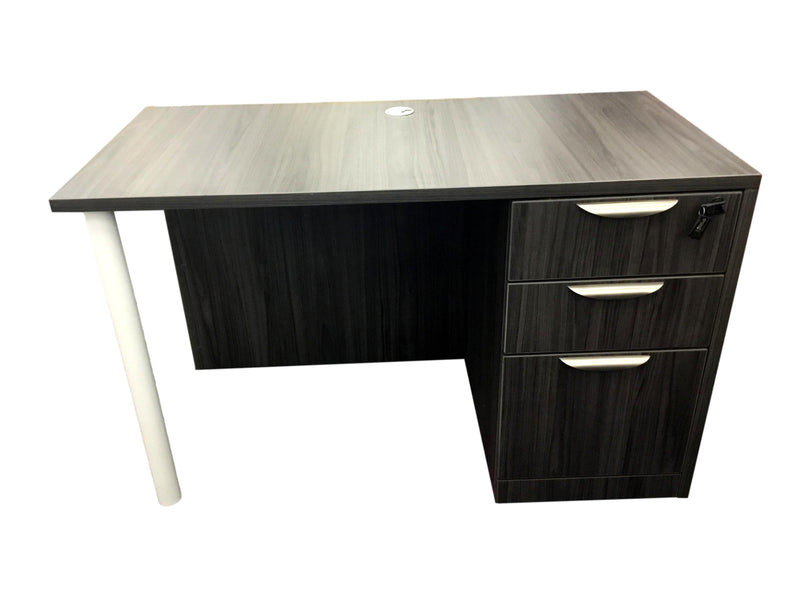 Office Source Coastal Gray Desk with 3 Drawers - 24" x 47"