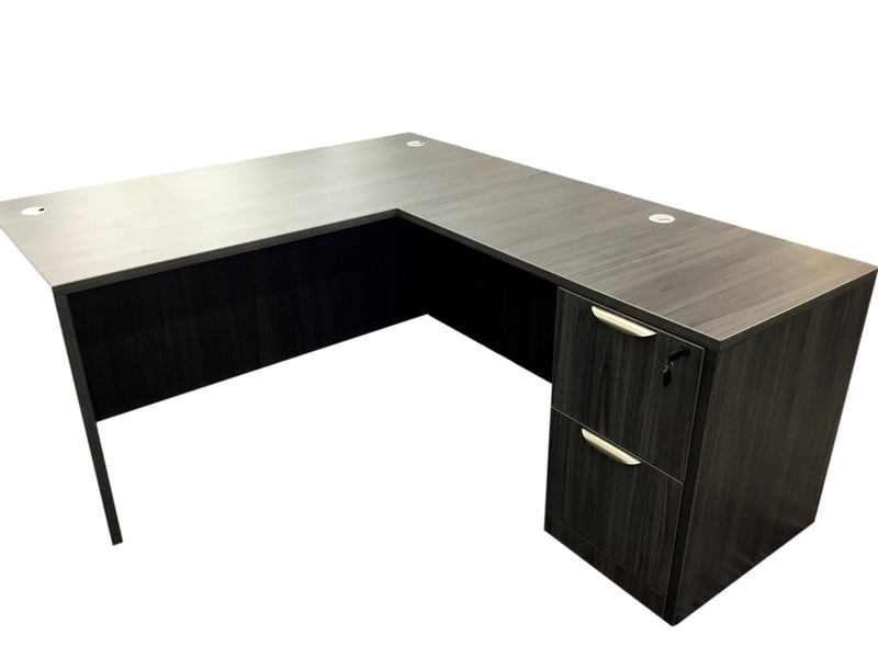 Office Source Coastal Gray L-Shape Desk Pedestal File - 60" x 72"