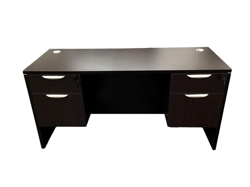 Office Source Espresso Credenza With Two Espresso Hanging Pedestals - 24" x 60"