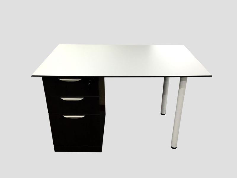 Office Source White/Espresso Beveled Edge Surface With B/B/F Pedestal - 30" x 48"