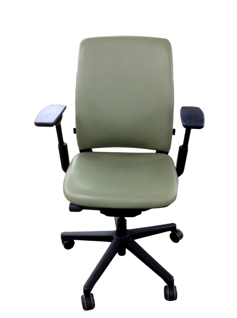 Steelcase Amia - Olive Green Leather (Pre-Owned)