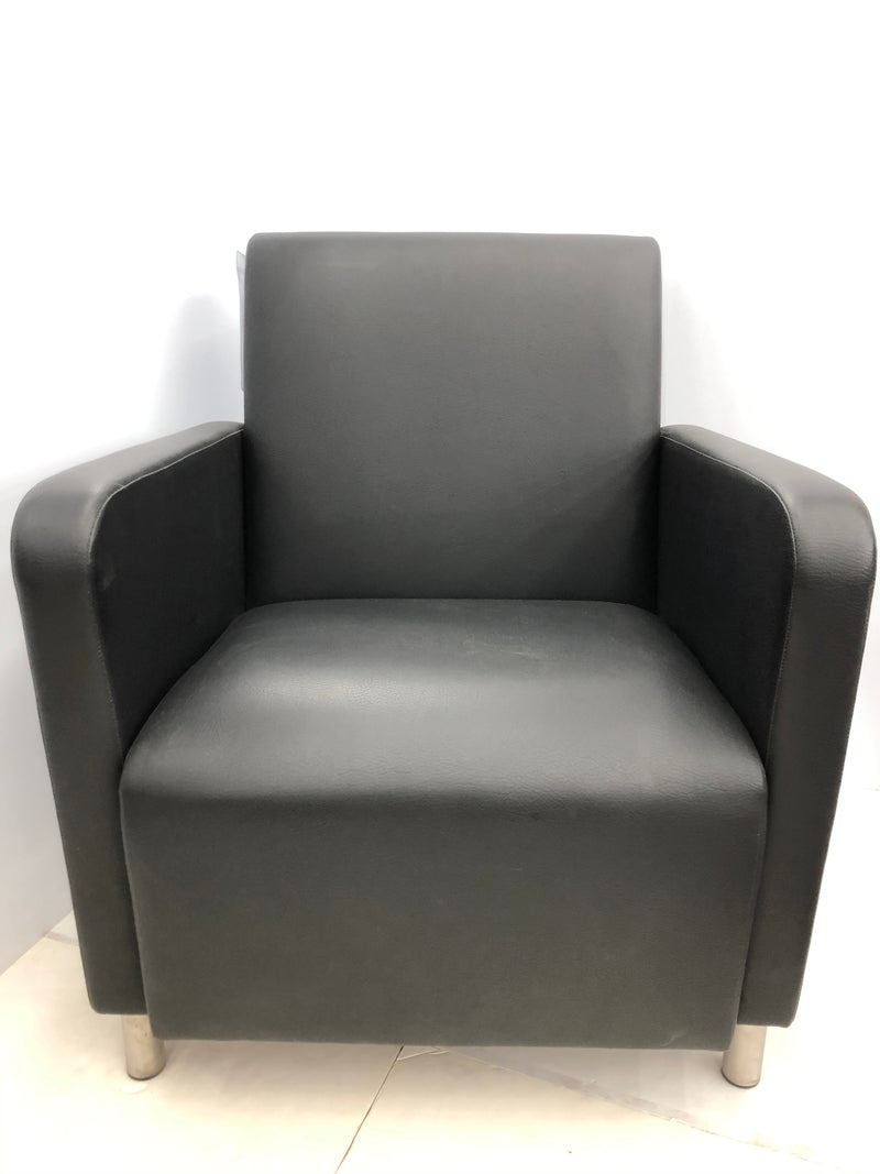 New Lesro Black Vinyl Lounge Chair - Siena Collection
