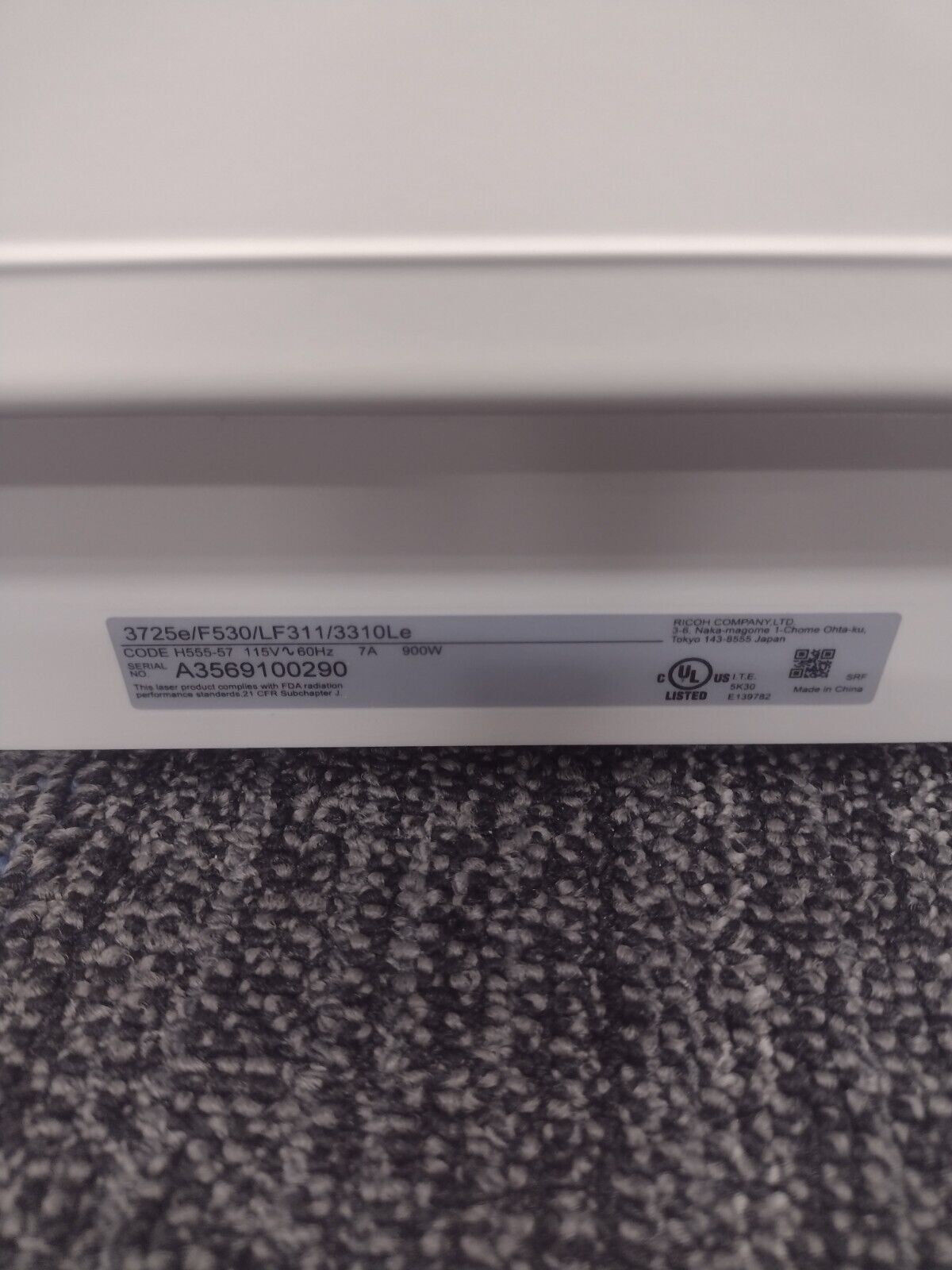 Savin Savinfax 3725e Super G3 Fax Machine (50k print count)