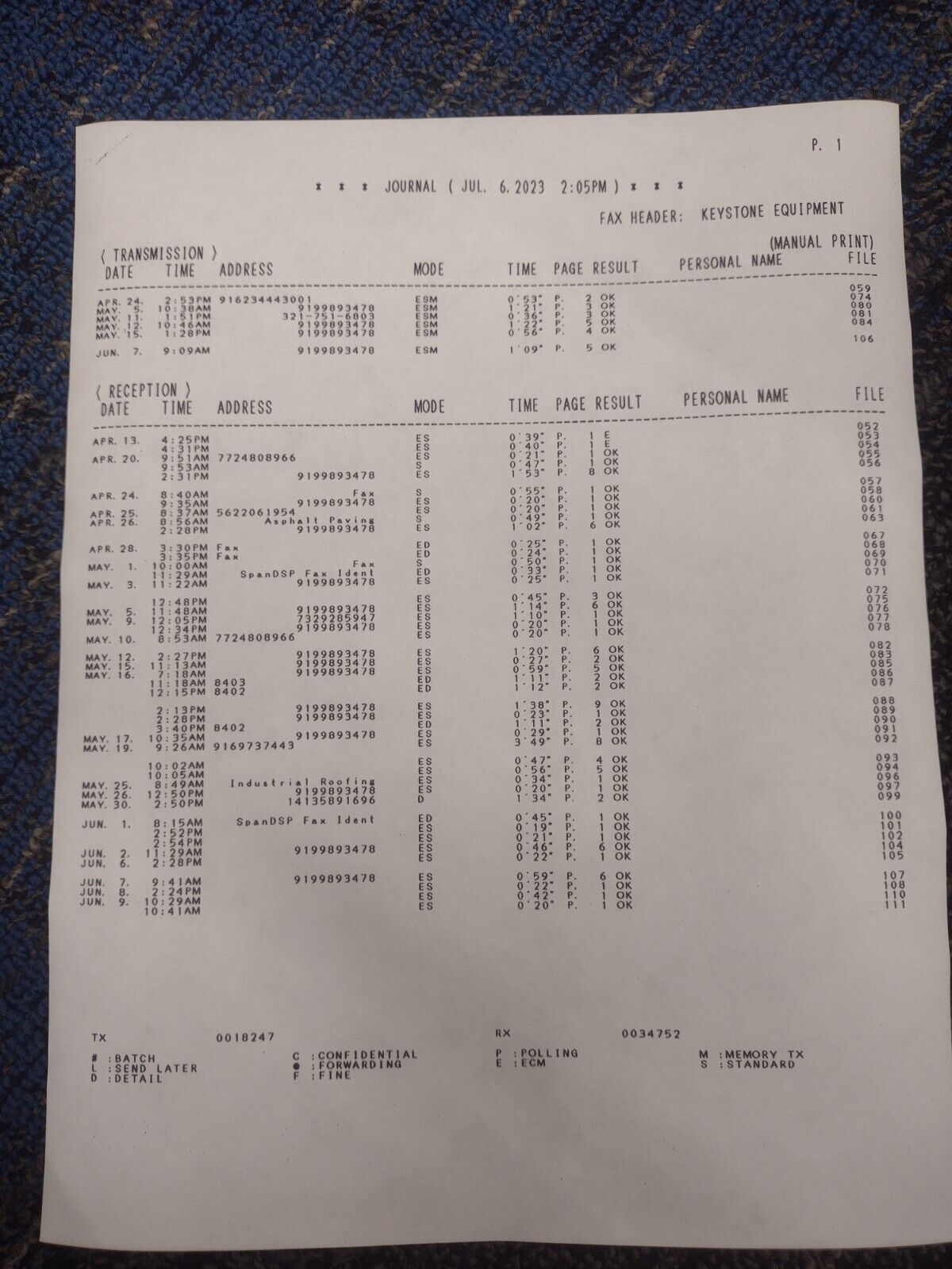 Savin Savinfax 3725e Super G3 Fax Machine (50k print count)