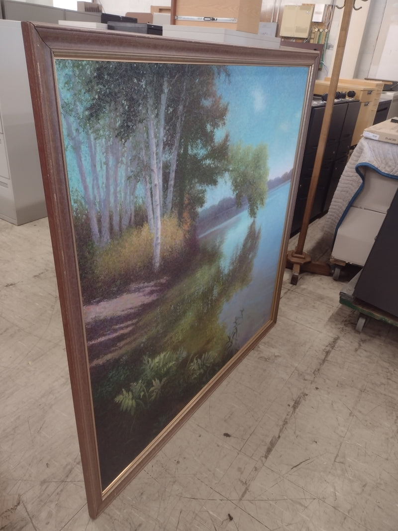 Signed oil painting of lake: 52"(H) x 52"(W)