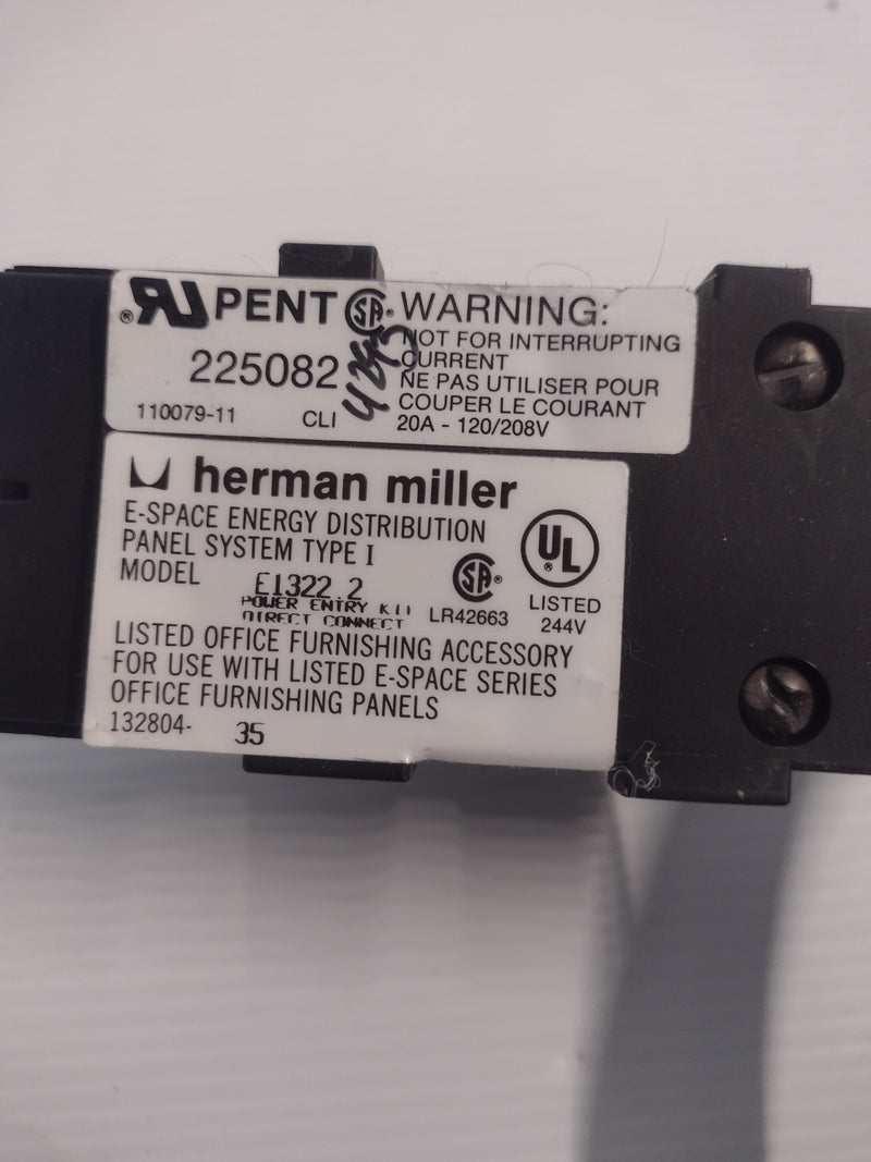 Herman Miller 72" E1322.2 Power Base Entry/Feed/Whip for Ethospace Panel Systems