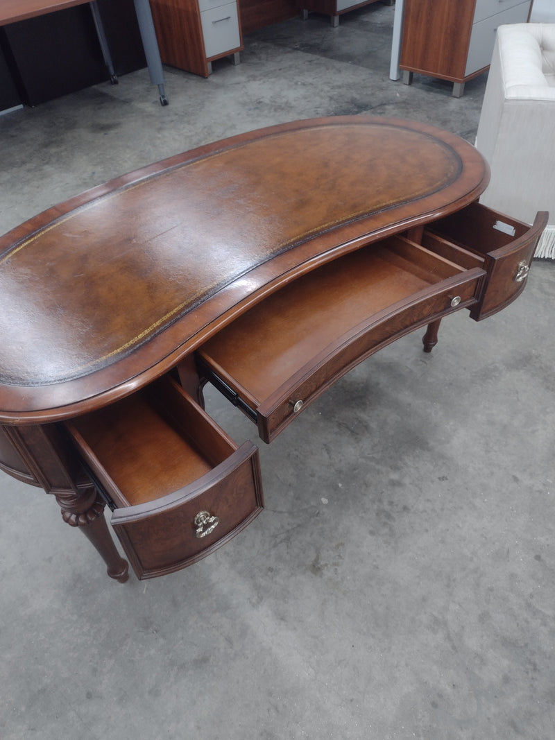 Antique Kidney Desk with Leather Top