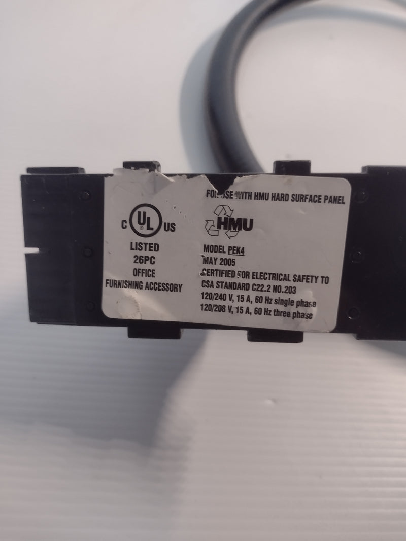 Herman Miller (HMU) 72" PEK4 Power Base Feed/Jumper ("whip") for cubicle panels