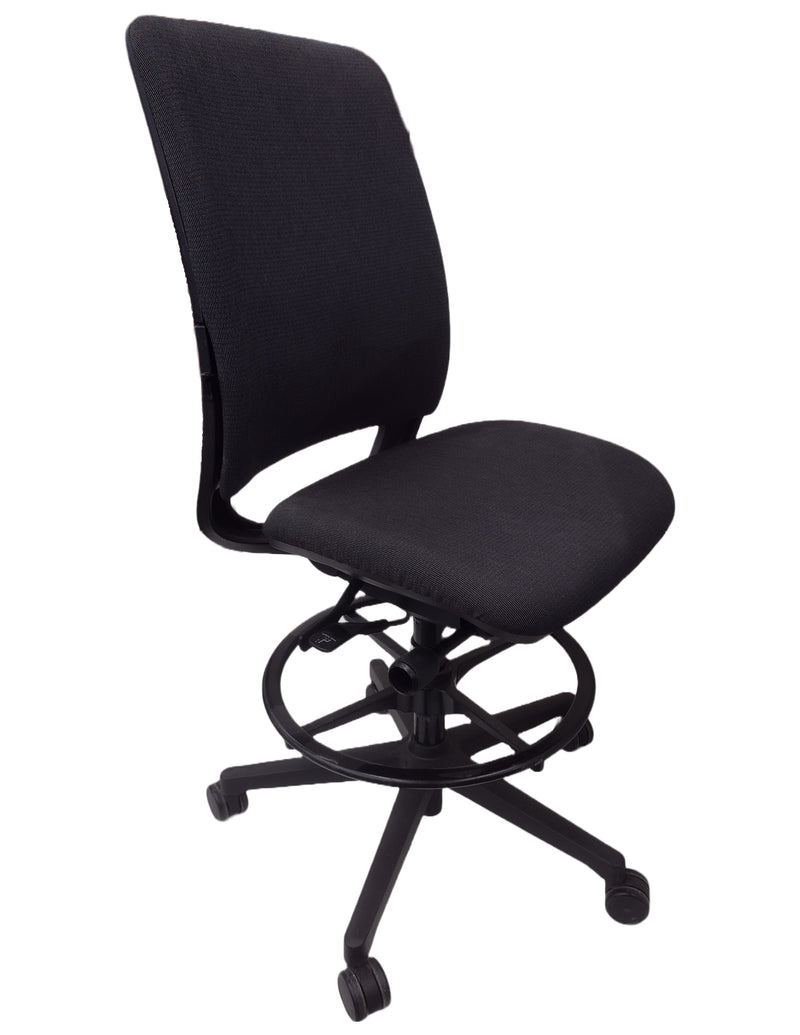 Steelcase Amia Armless Swivel Stool 4827410 - Black Fabric (Pre-Owned)