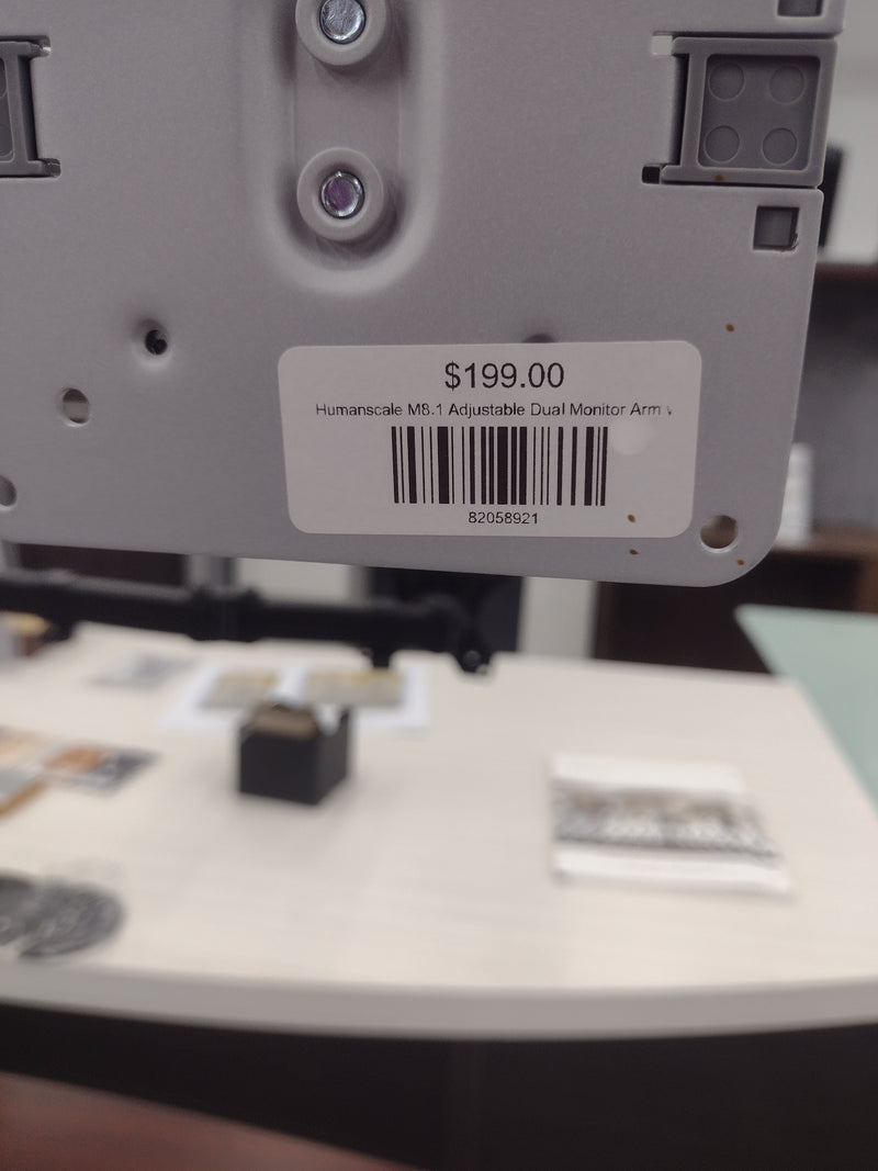 Humanscale M8.1 Dual Monitor Mount - weight compensating spring arm - NEW!