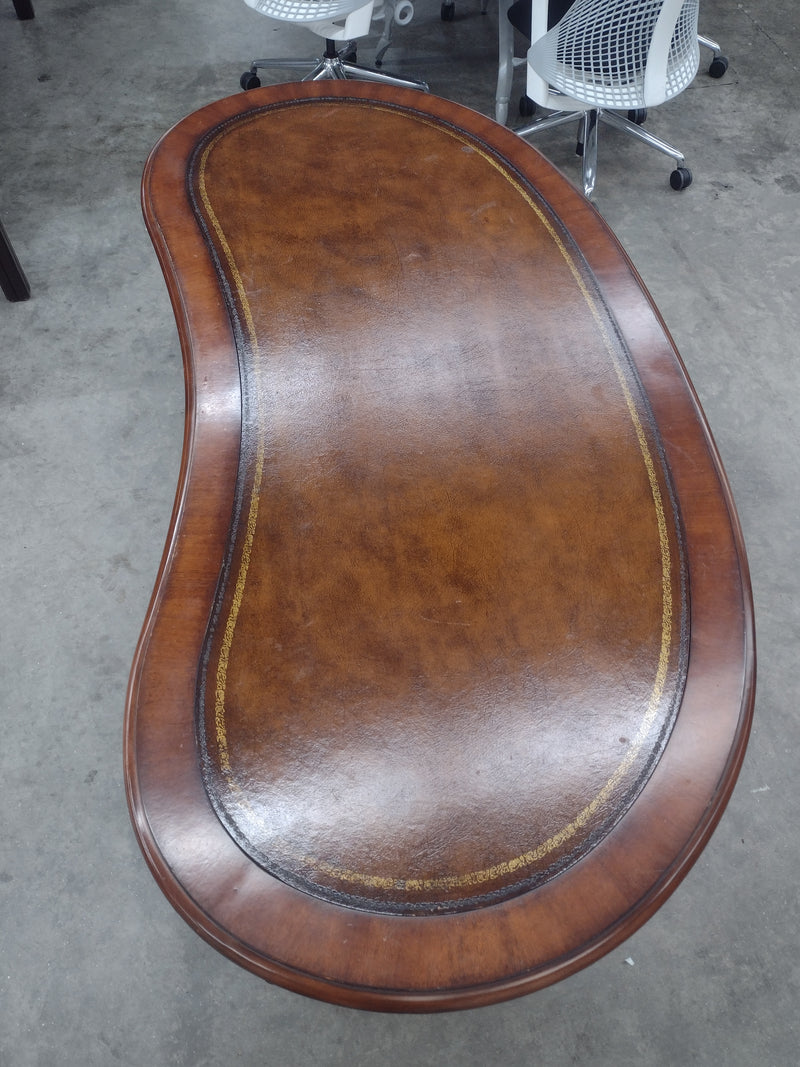 Antique Kidney Desk with Leather Top