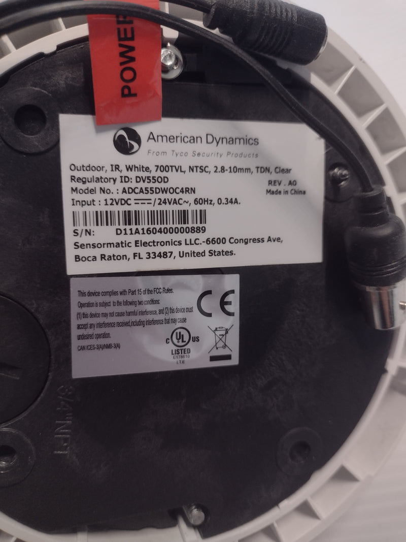 American Dynamics (ADCA55DWOC4RN) 700 TVL Outdoor Dome Camera 2.8-10 mm VF Lens