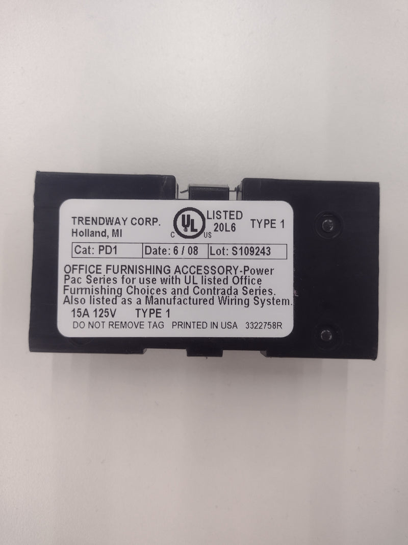 Trendway PD1/PD2 Outlet for Office Furnishing Choices/Contrada Cubicles 125V 15A