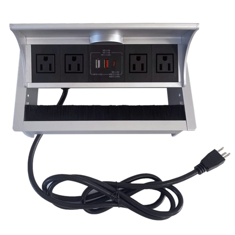 Silver 20w Power Insert with Wireless Charger for Conference Tables