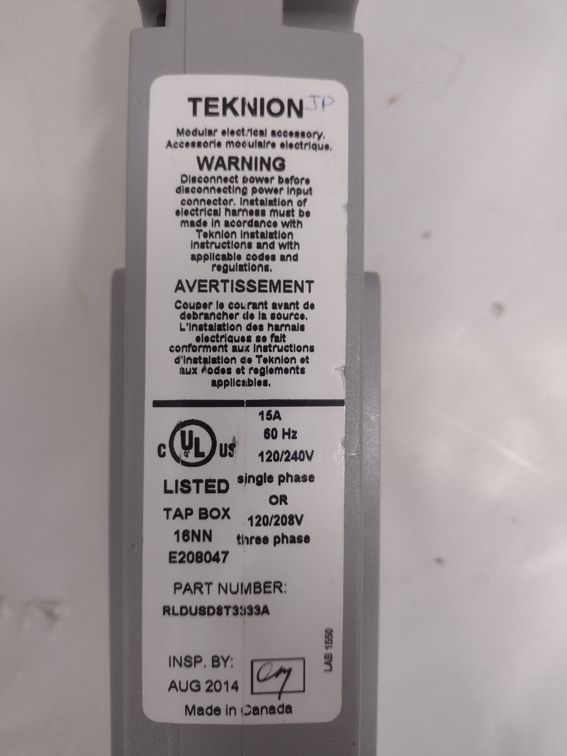 Teknion Modular Electrical Outlet Tap Box 16NN E208047 120/240V 15A 60Hz