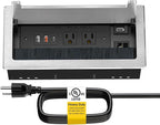 Silver, 20w Power Insert with USB A & C, HDMI and Ethernet for Conference Tables