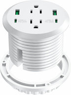 3", 6-Outlet, Desktop Power Grommet with 2 AC, 2 USB-C & 2 USB-A Charging Ports