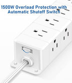 EZ-Mount Power Strip, 6 ft - 10 ft, 12 AC, 2 USB-A, 2 USB-C, Surge Protector