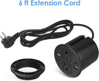 3", 6-Outlet, Desktop Power Grommet with 2 AC, 2 USB-C & 2 USB-A Charging Ports