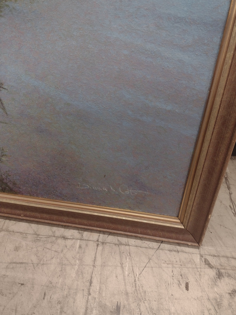 Signed oil painting of lake: 52"(H) x 52"(W)