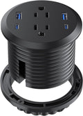 3", 6-Outlet, Desktop Power Grommet with 2 AC, 2 USB-C & 2 USB-A Charging Ports