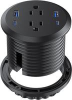 3", 6-Outlet, Desktop Power Grommet with 2 AC, 2 USB-C & 2 USB-A Charging Ports