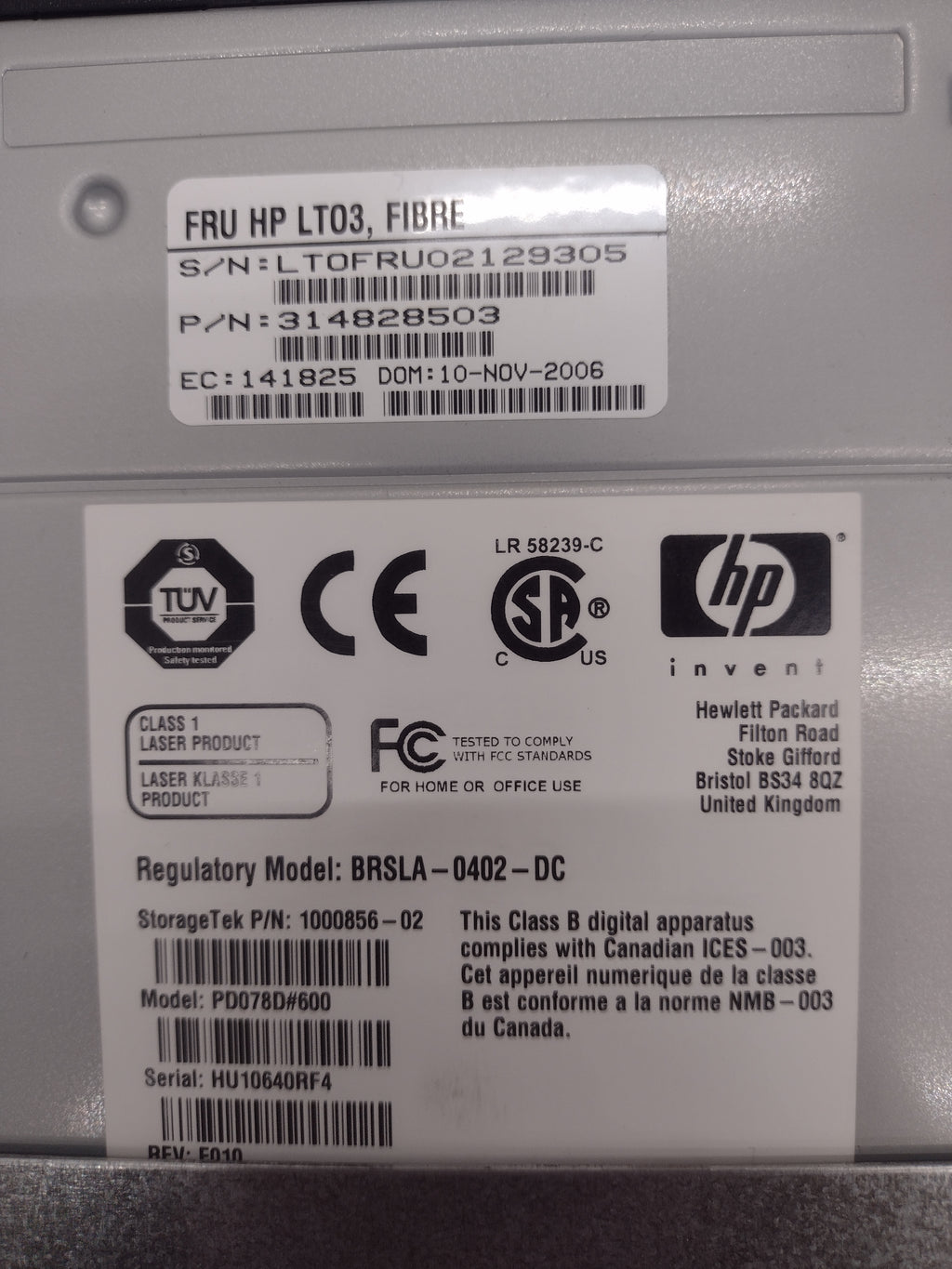 HP Ultrium LTO3 BRSLA-0402-DC Tape Drive PD078D#600 for StorageTek Tape Library
