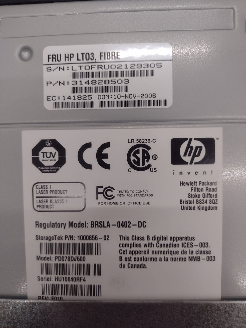 HP Ultrium LTO3 BRSLA-0402-DC Tape Drive PD078D#600 for StorageTek Tape Library