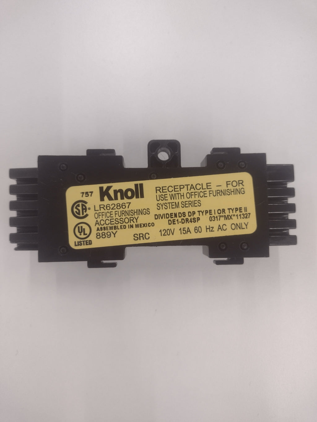 Knoll Power Outlet DE1-DR1/DE1-DR2/DE1-DR4SP for Dividends Cubicle Systems