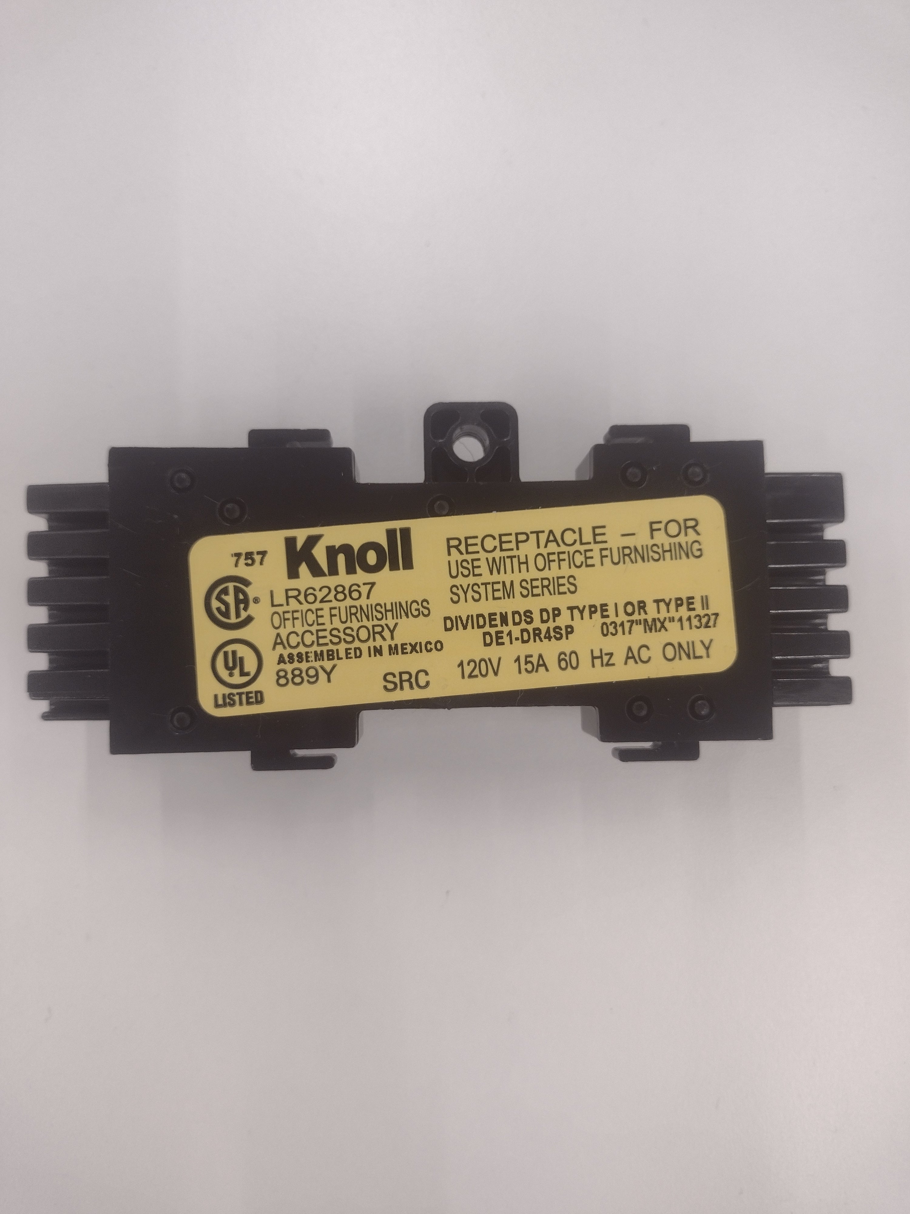 Knoll Power Outlet DE1-DR1/DE1-DR2/DE1-DR4SP for Dividends Cubicle Systems