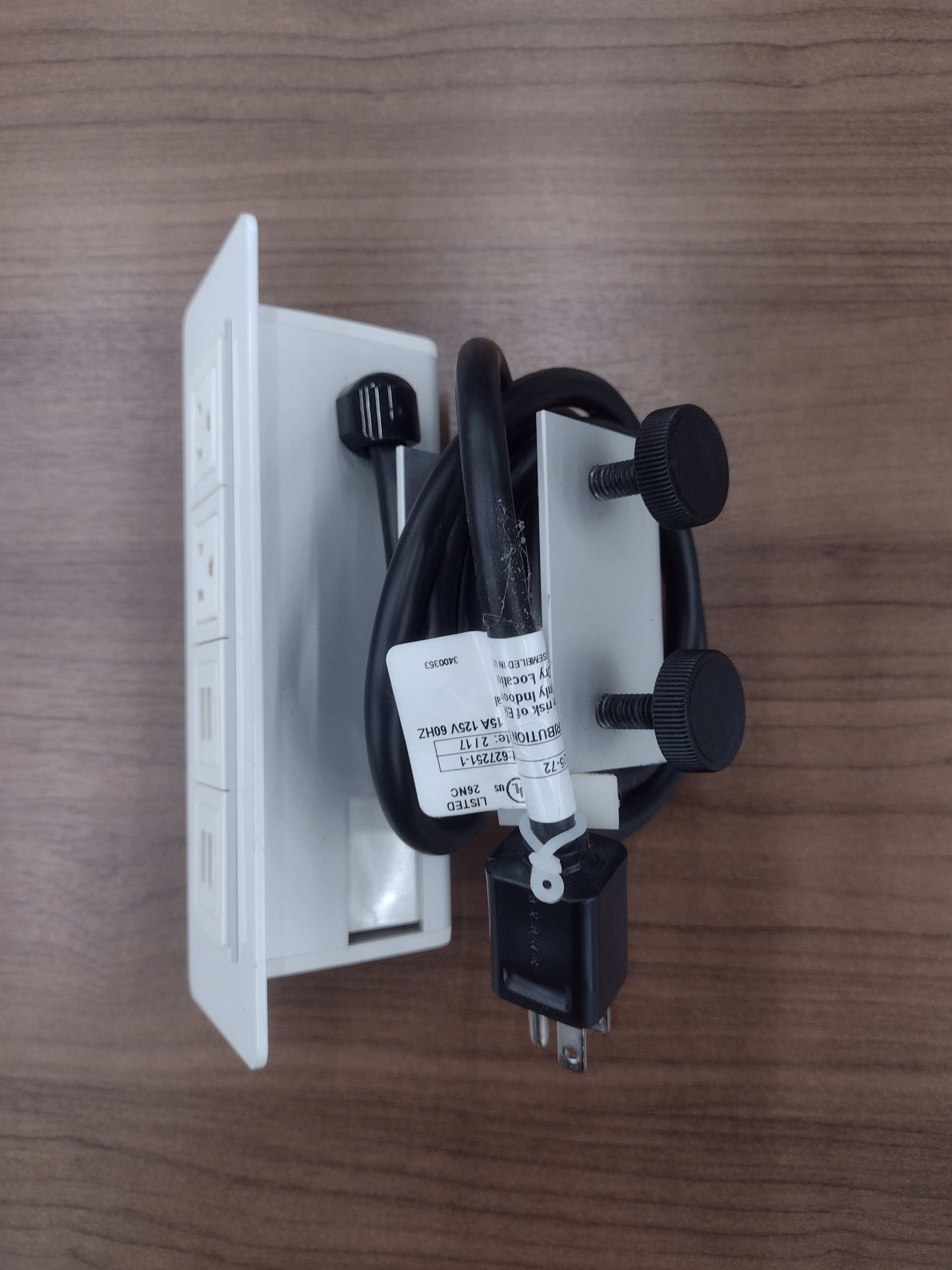 Byrne Axil X Desk Clamp Power Strip 2 AC Outlets 4 USB Charging Ports