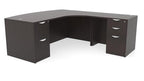 OfficeSource 72" x 96" L-Shaped Bow Front Desk