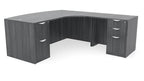 OfficeSource 72" x 96" L-Shaped Bow Front Desk