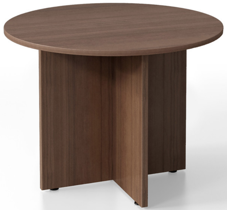 Round Laminate Tables with X Base in 7 Finishes and 4 Sizes