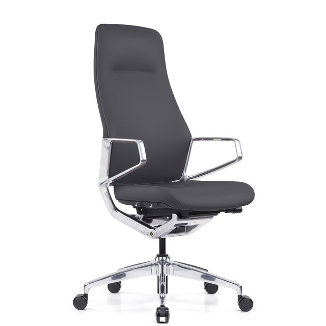 OfficeSource Veneto Executive High Back Chair w/Polished Aluminum Frame