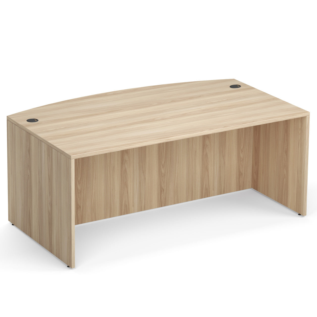 66" or 71" OfficeSource Single Pedestal Bowfront Desk with 4 Drawers in 8 Finishes