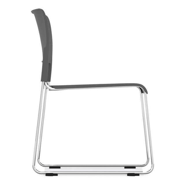 OfficeSource Mario Collection All Charcoal Armless Stackable Student Chair w/Chrome Frame