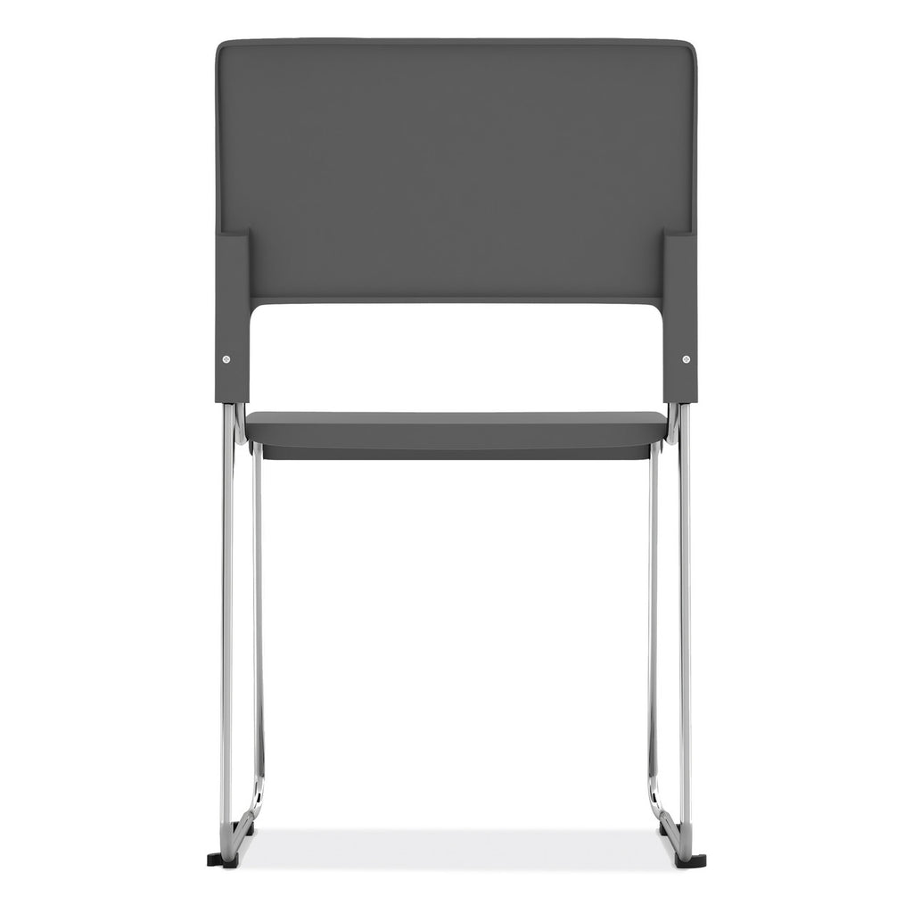 OfficeSource Mario Collection All Charcoal Armless Stackable Student Chair w/Chrome Frame
